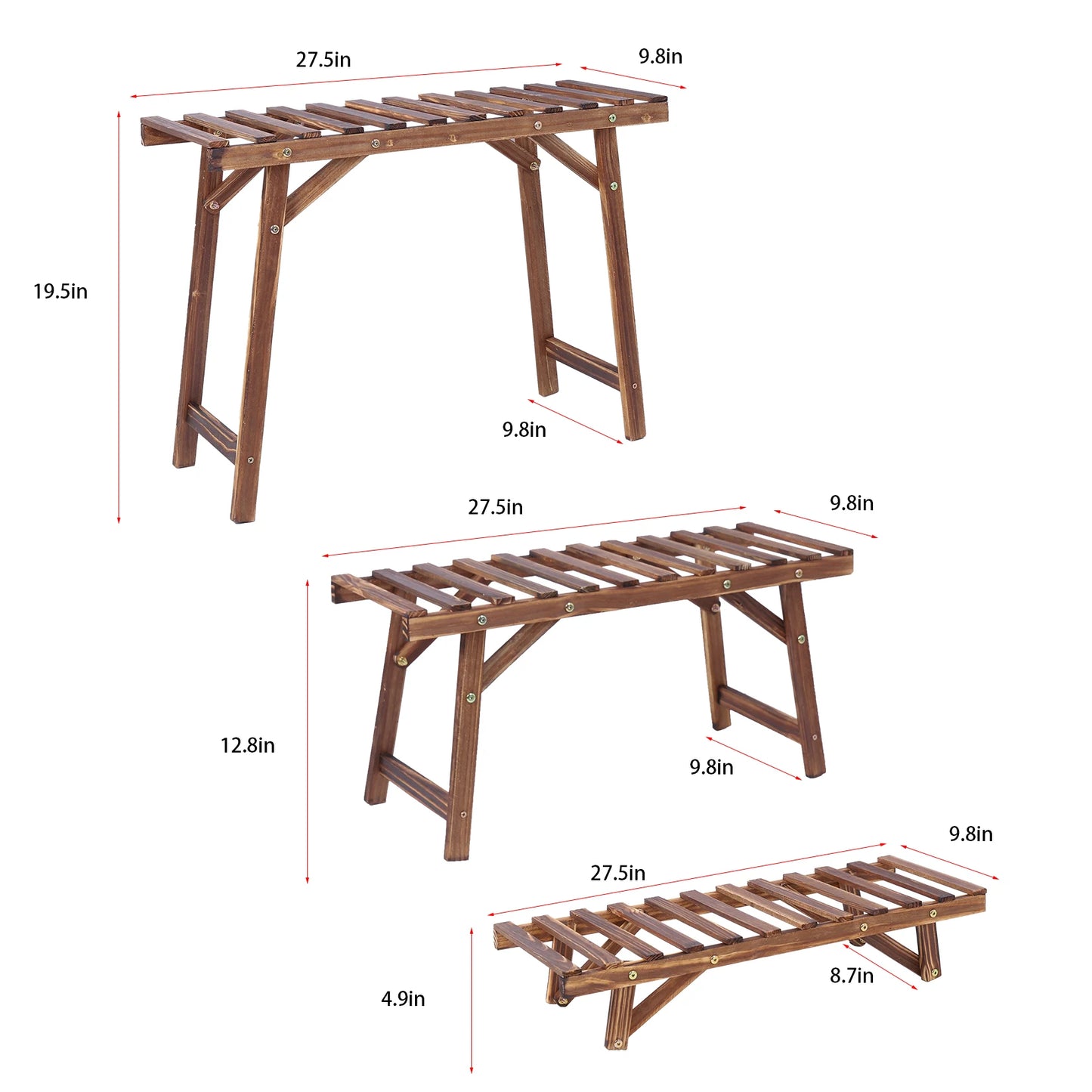 Triple wooden plant stand - Flora Collection