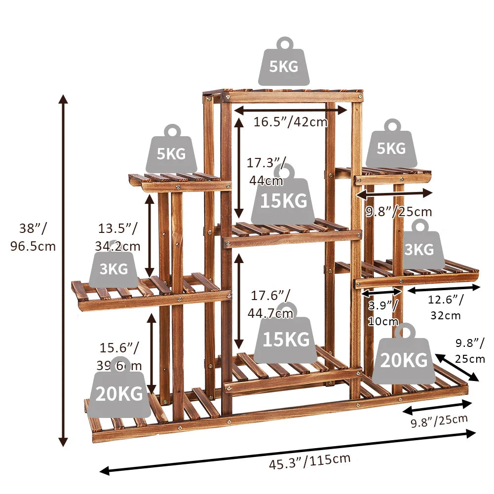 NaturHolz 9-Tier Pflanzenregal - Flora Collection