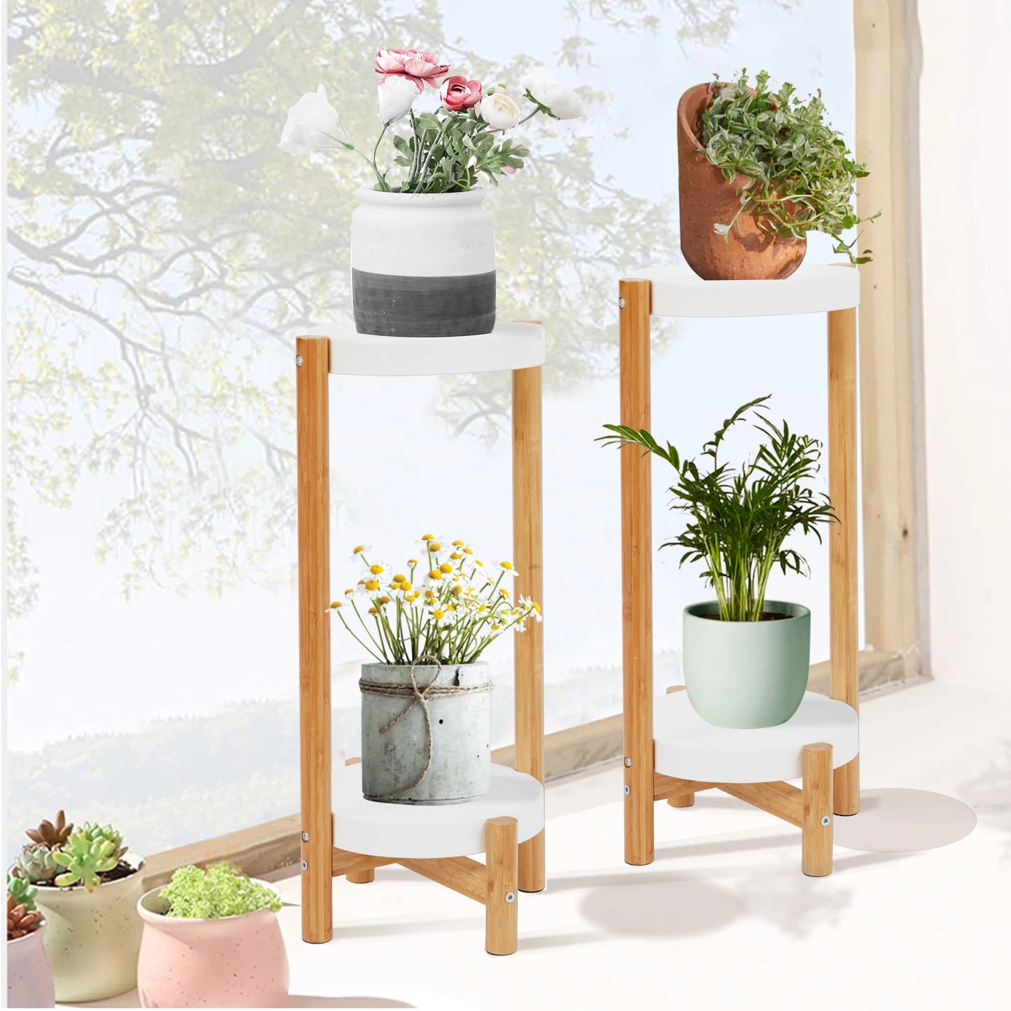 Set of two plant stands made of bamboo - Flora Collection