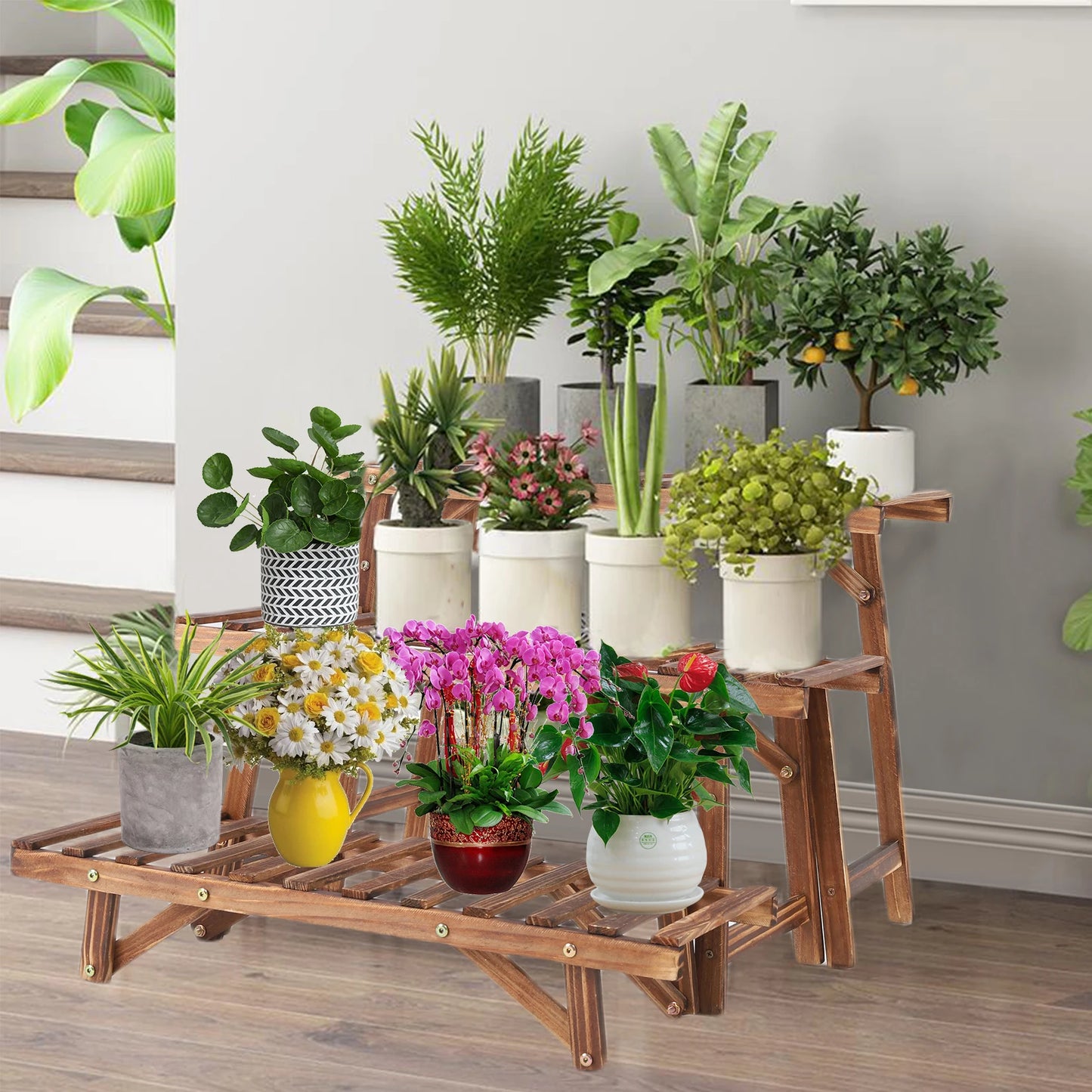 Triple wooden plant stand - Flora Collection