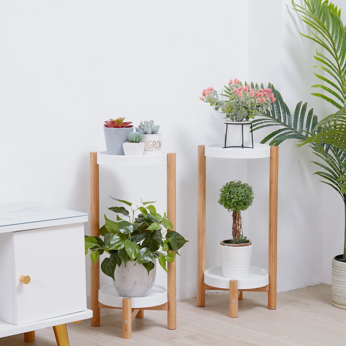 Set of two plant stands made of bamboo - Flora Collection