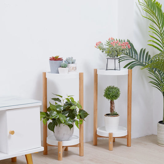 Ensemble de deux supports à plantes en bambou - Collection Flora