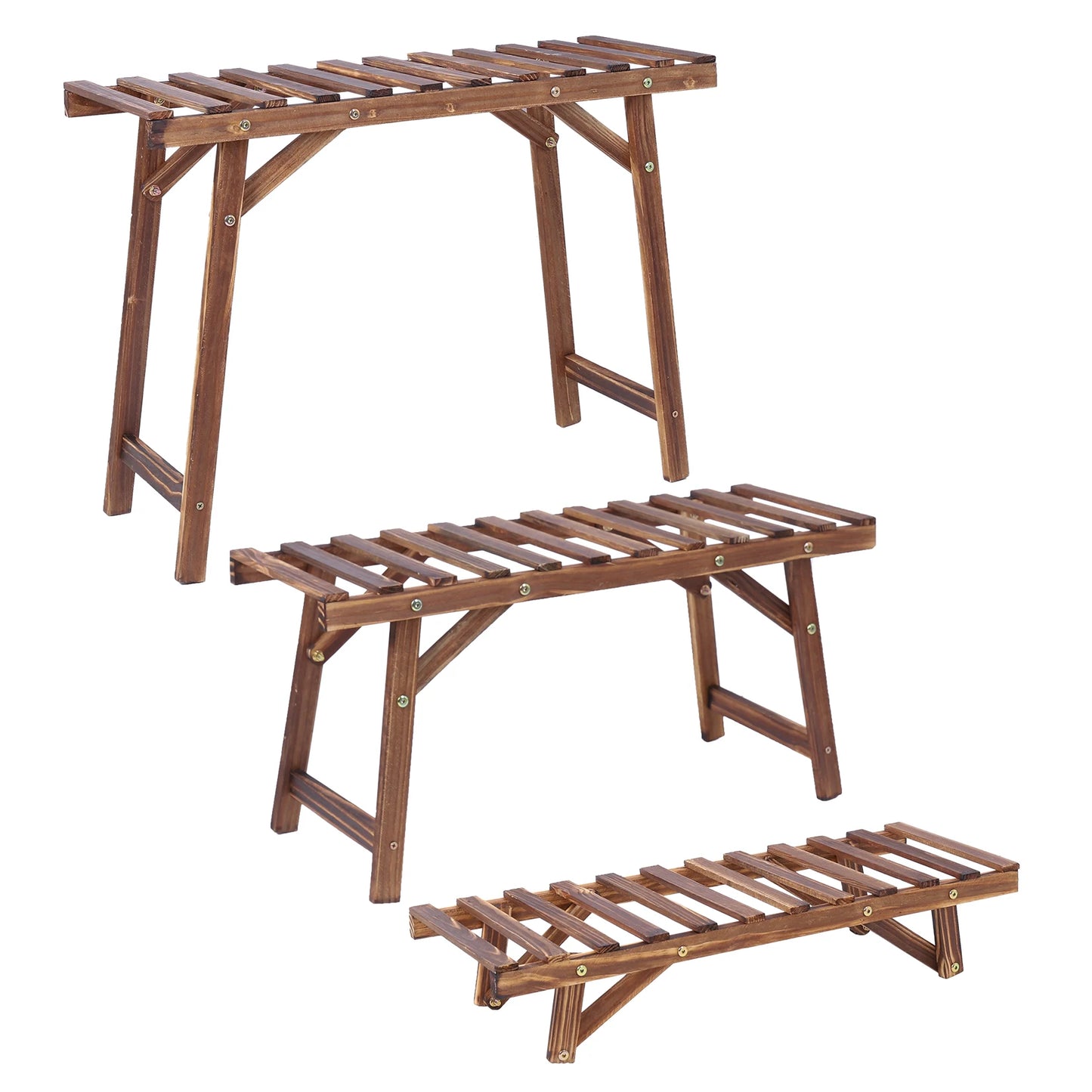 Triple wooden plant stand - Flora Collection