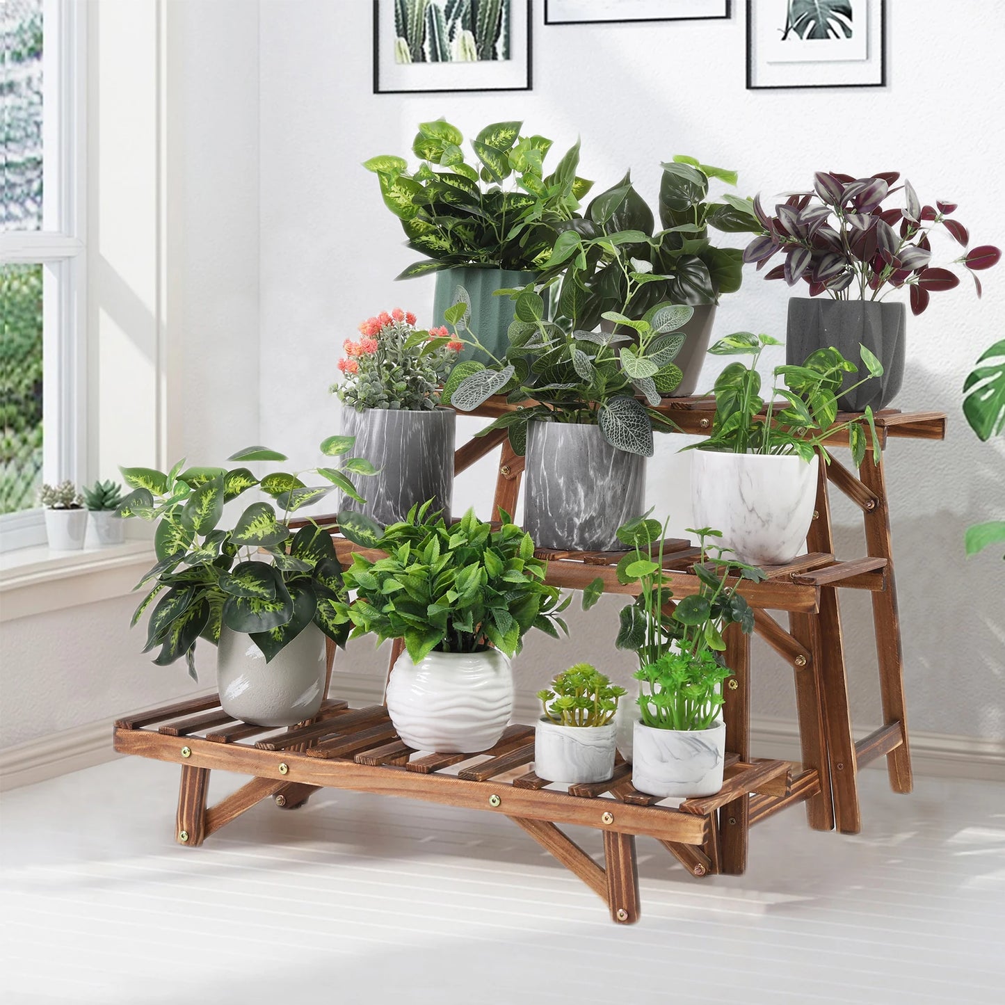 Triple wooden plant stand - Flora Collection