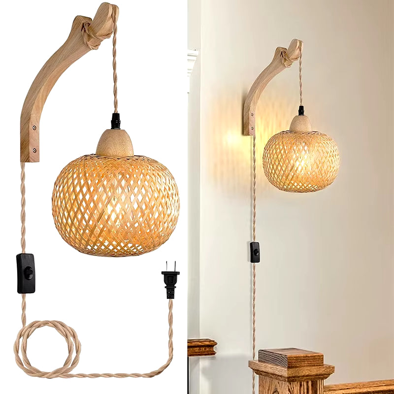 Lampada da wand in bambù e rattan EcoAura