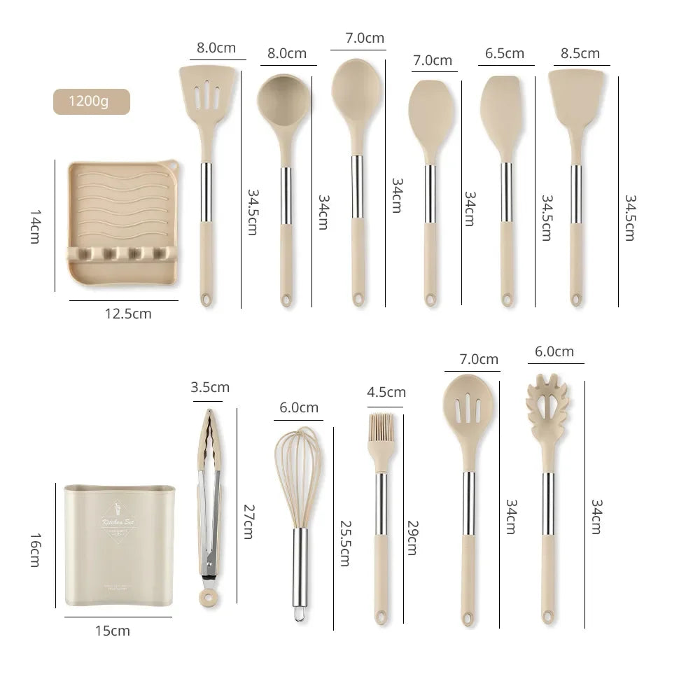 Set da utensilis da cucina en silicon | 13 pieces