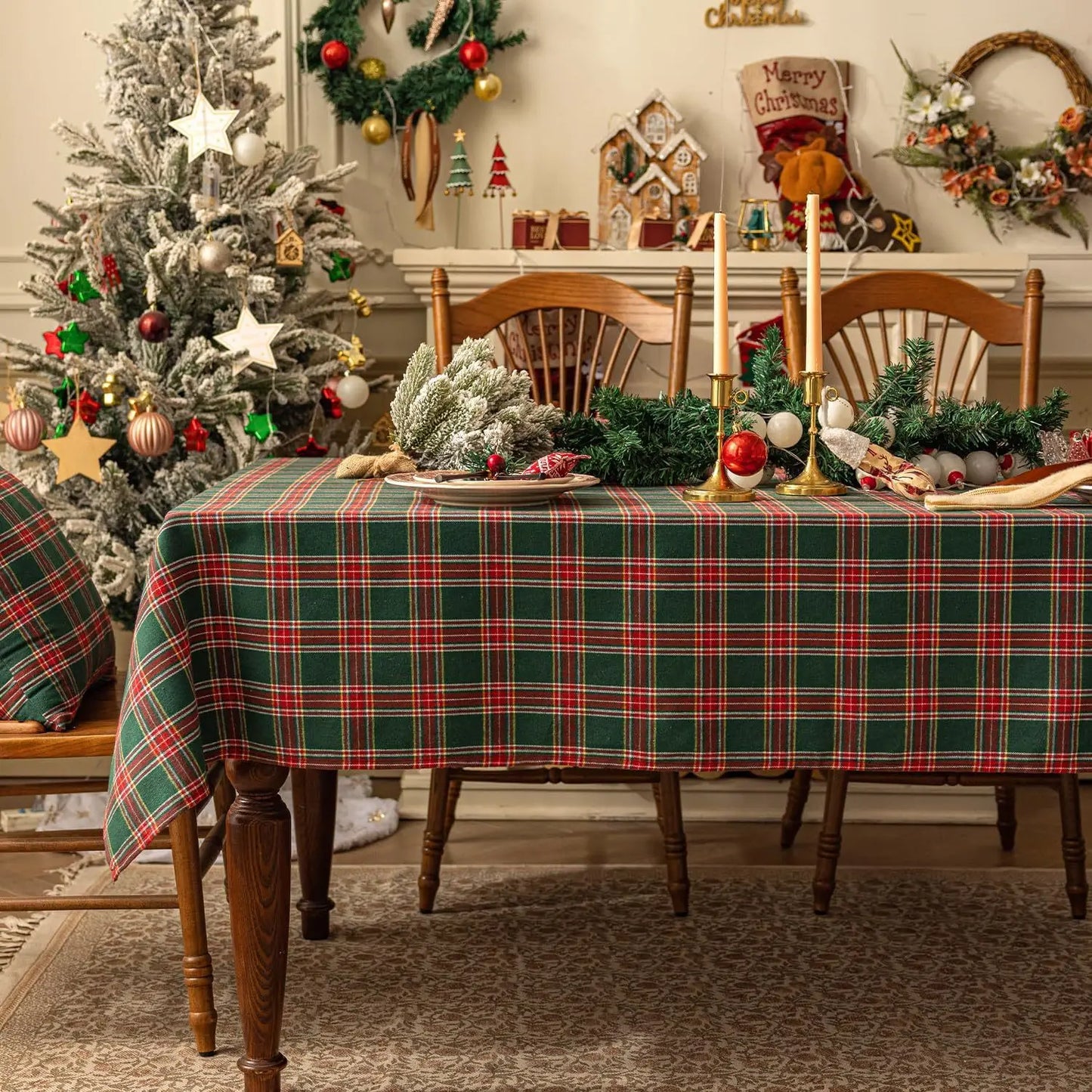 Striped Christmas tablecloth